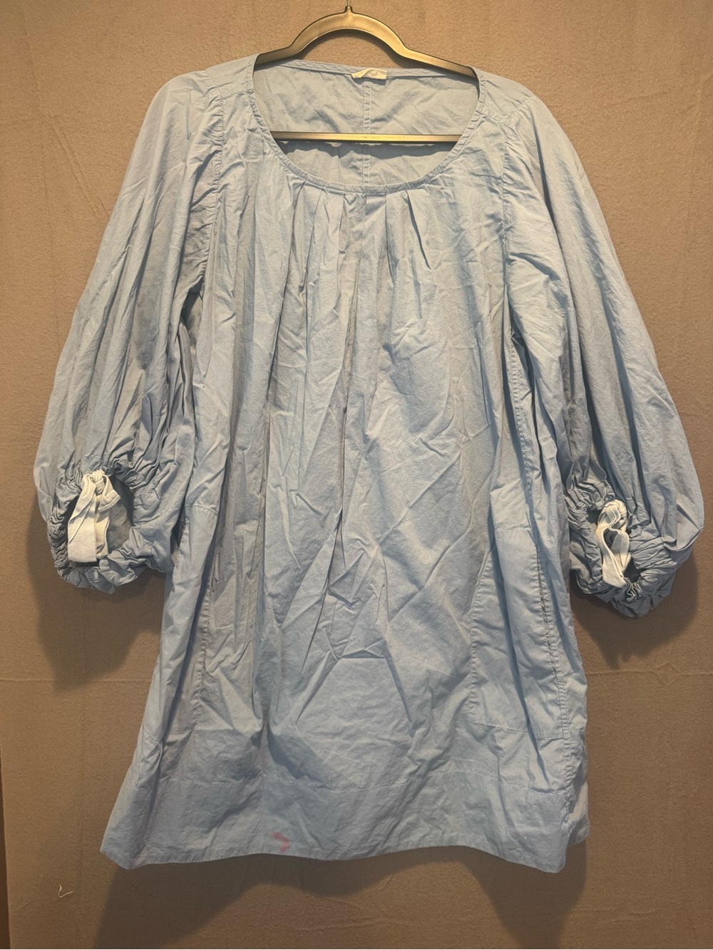 Women's Light Blue Mini Dress with Balloon Sleeves